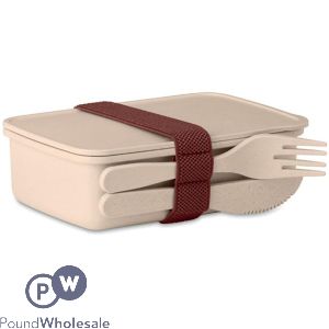 Natural Bamboo Fibre Pp Beige Lunch Box Set