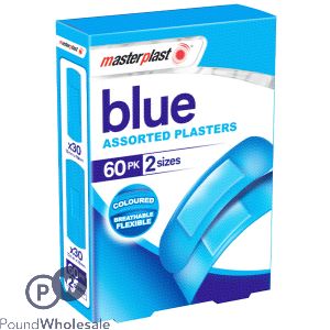 Masterplast Blue Plasters Assorted 60 Pack