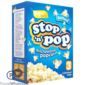 Super Snack Stop 'N' Pop Salted Microwave Popcorn 3 X 85G