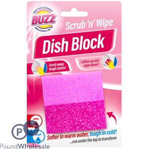 Buzz Pink Scrub 'N' Wipe Dish Block