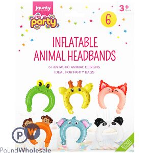 Jaunty Partyware Assorted Inflatable Animal Headbands 6 Pack