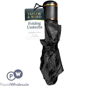 Taylor &amp; Ward Black Folding Umbrella With Cover 42&quot;