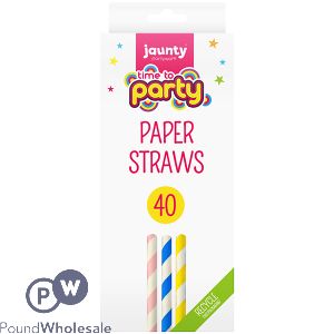 Jaunty Partyware Summer Stripe Paper Straws Assorted Colours 40 Pack