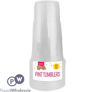 Jaunty Time To Party Clear Plastic Disposable Pint Tumblers 12 Pack