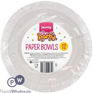 Jaunty Time To Party White Paper Bowls 12 Pack