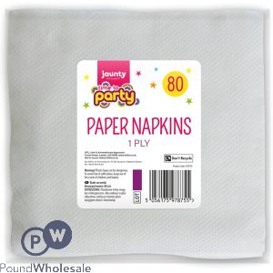 Jaunty Time To Party 1-Ply White Paper Napkins 80 Pack