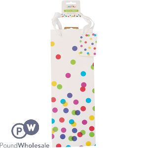 Jaunty Coloured Dotty Print Gift Bag Bottle Clipstrip