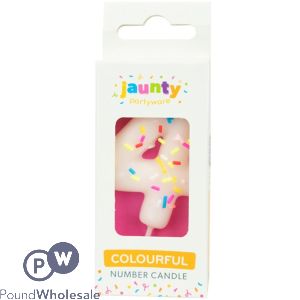 Jaunty Colourful Sprinkles Number Candle 1 Pack Assorted