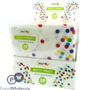 Jaunty 2 Ply Dotty Napkins 33cm x 33cm 20 Pack CDU