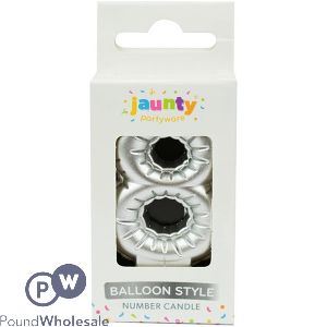 Jaunty Silver Metallic Number Candle Balloon 1 Pack Assorted