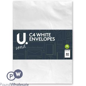 15 Pack Peel And Seal 80gsm C4 White Envelopes