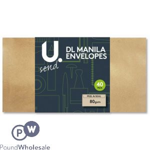 U. Peel And Seal 80gsm Dl Manila Envelopes 40 Pack 