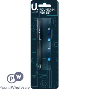 U. Black Ink Fountain Pen Set