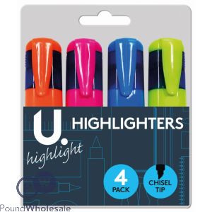 4pk Highlighters Assorted Colours