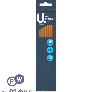 U. Eraser Topped Hb Pencils 12 Pack