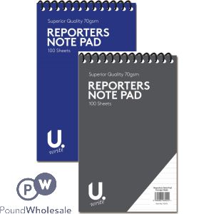 U. 70gsm Reporters Notepad 5" X 8" 70gsm 2 Assorted Colours