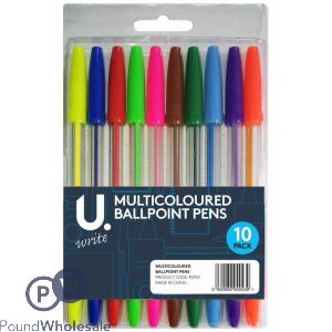 U. Multicoloured Ballpoint Pens 10 Pack