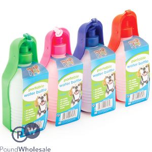 Pets Play Dog Portable Water-Bottle Assorted Colours
