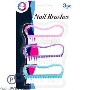 Did Nail Brushes 3 Assorted Colours 3pc