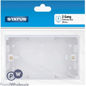Status 2 Gang 25mm White Pattress Box