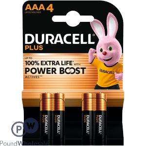 Duracell Plus AAA LR03/MN2400 Power Boost Batteries 4 Pack