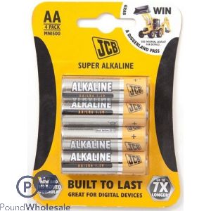 JCB AA Super Alkaline Batteries 4 Pack