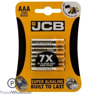 JCB AAA Super Alkaline Batteries 4 Pack