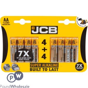 JCB AA Super Alkaline Batteries 8 Pack