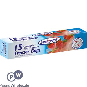 Sealapack Resealable & Reusable Freezer Bags 10" X 12" 15 Pack