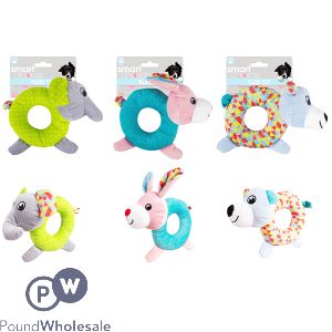Smart Choice Small Squeaky Dog & Puppy Ring Plush Toy Assorted Colours