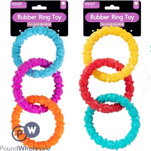 Smart Choice Rubber Ring Dog Toy Assorted Colours 20cm X 9cm