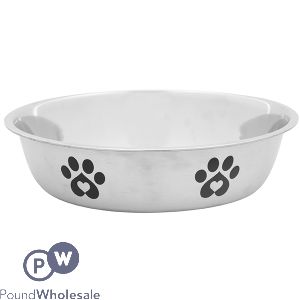 Smart Choice Polished Stainless Steel Paw Print Dog Bowl 1400ml