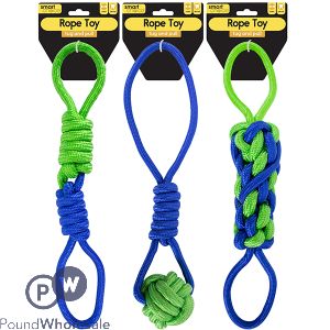 Smart Choice Green & Blue Rope Tug Dog Toy 45cm Assorted