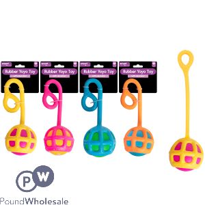 Smart Choice Squeaky Strong Rubber Yoyo Dog Toy 33cm Assorted Colours