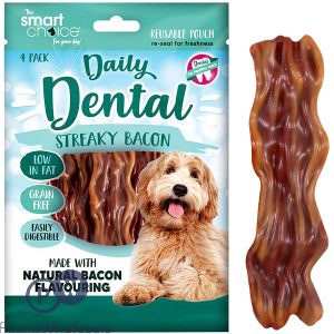 Smart Choice Natural Streaky Bacon Dental Dog Treats 92g 4 Pack