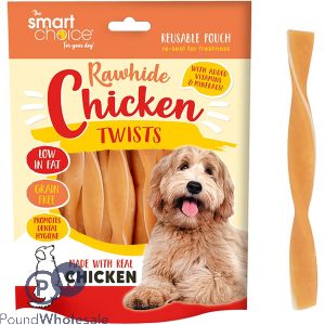 Smart Choice Rawhide Chicken Twists Dog Treats 12 Pack 120g