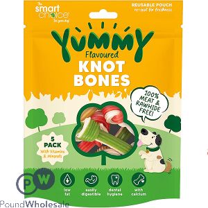 Smart Choice Meat-Free Yummy Knot Bones Dog Treats 5 Pack 160g