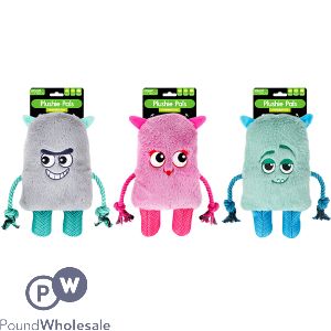 Smart Choice Squeaky Plush Rope Monster Dog Toy Assorted Colours