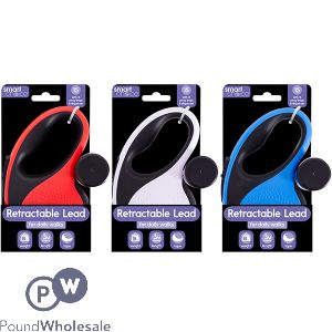 Smart Choice 15kg Retractable Poop Bag Dispensing Dog Lead 3m Assorted Colours