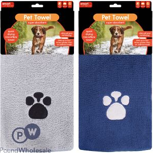 Smart Choice Microfibre Pawprint Pet Towel 50cm X 100cm Assorted Colours