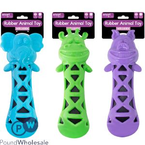 Smart Choice Crinkle Rubber Animal Baton Dog Toy 24cm Assorted Colours