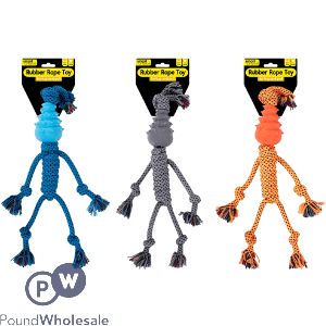 Smart Choice Squeaky Rubber Rope Man Dog Toy 41cm Assorted Colours