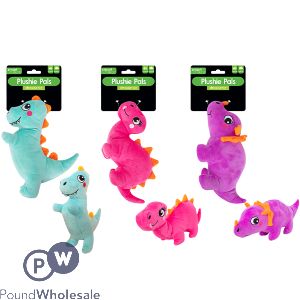 Smart Choice Squeaky Plush Dinosaur Dog Toy Assorted