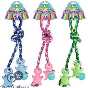 Smart Choice Squeaky Plush Rope Alien Dog Toy 46cm Assorted Colours
