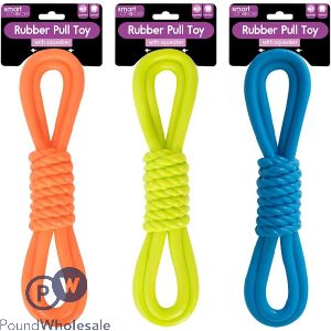 Smart Choice Squeaky Rubber Rope Dog Toy 34.5cm Assorted Colours