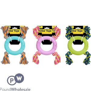 Smart Choice Rubber Ring Rope Dog Toy 25cm Assorted Colours