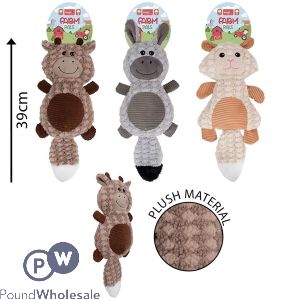 Smart Choice Farm Pals Squeaky Plush Crinkle Animal Dog Toy 39cm Assorted