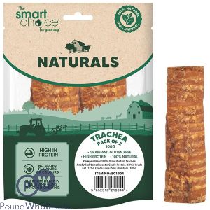 Smart Choice Natural Dried Buffalo Trachea Dog Treats 2 Pack 100g
