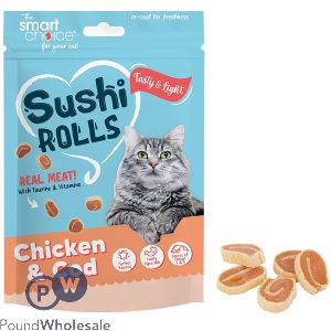 Smart Choice Mini Chicken & Cod Sushi Rolls Cat Treats 100g