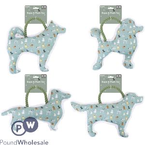 Smart Choice Dog Print Squeaky Rope & Plush Dog Toy Assorted